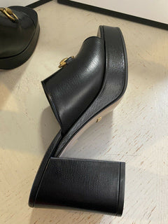 NIB Gucci Damen Leder GG Monogramm Sandalenschuhe Schwarz 8 US (38 Eu) Italien