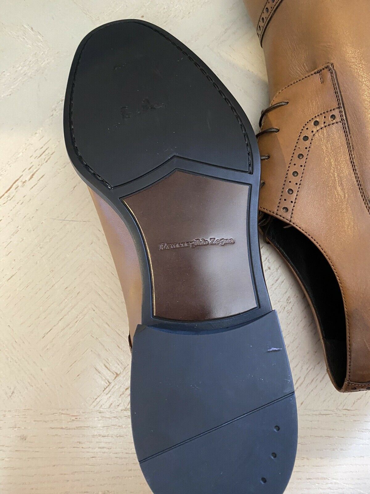 New $595 Ermenegildo Zegna Oxford Shoes Brown 11.5 US ( 44.5 Eu ) Italy