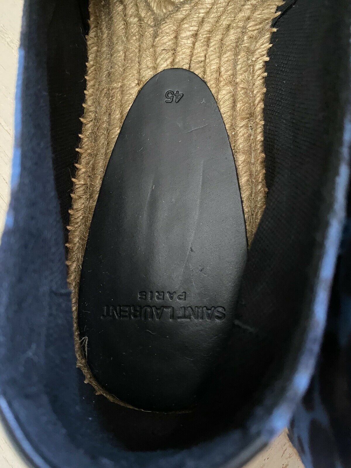 New Saint Laurent Men’s Suede Vert Leopard Espadrille Shoes Blue 12 US/45 Eu