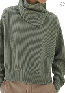 Neu $3345 Brunello Cucinelli Damen Rollkragenpullover aus Kaschmir mit Falten, Grün, 3XL