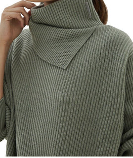 Neu $3345 Brunello Cucinelli Damen Rollkragenpullover aus Kaschmir mit Falten, Grün, 3XL