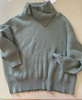 Neu $3345 Brunello Cucinelli Damen Rollkragenpullover aus Kaschmir mit Falten, Grün, 3XL