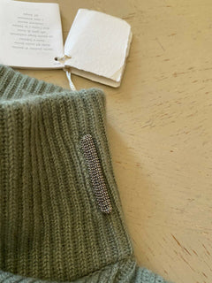 Neu $3345 Brunello Cucinelli Damen Rollkragenpullover aus Kaschmir mit Falten, Grün, 3XL