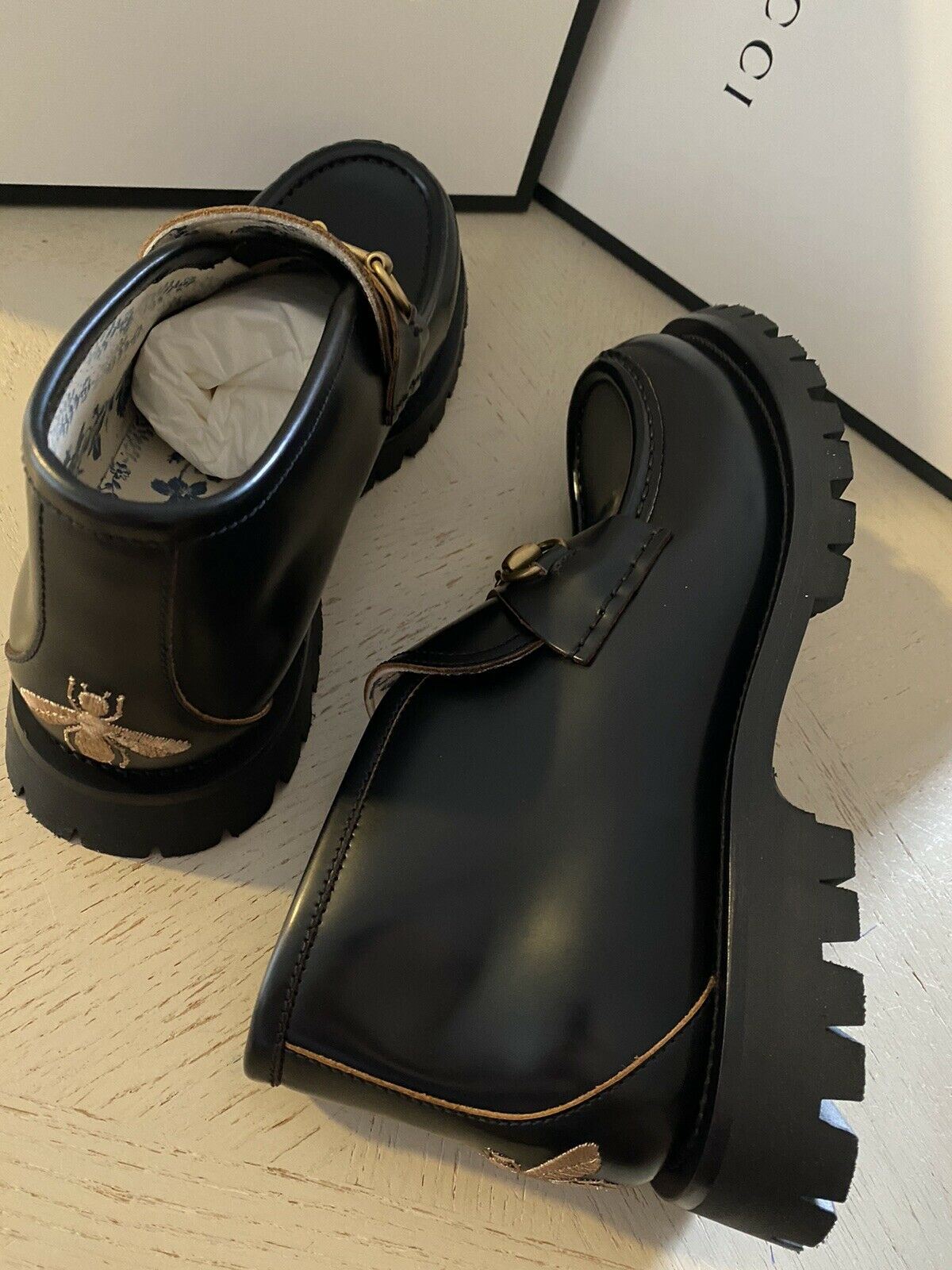 NIB $ 1750 Gucci Herren Cordovan Lux Leder Stiefeletten Schuhe Schwarz 11 US / 10 UK