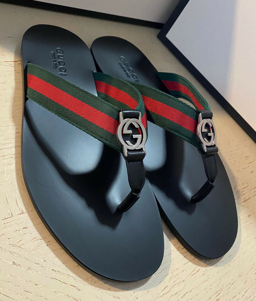 NIB Gucci Mens Sandal Shoes Green/Red/Black 8 US/7 UK
