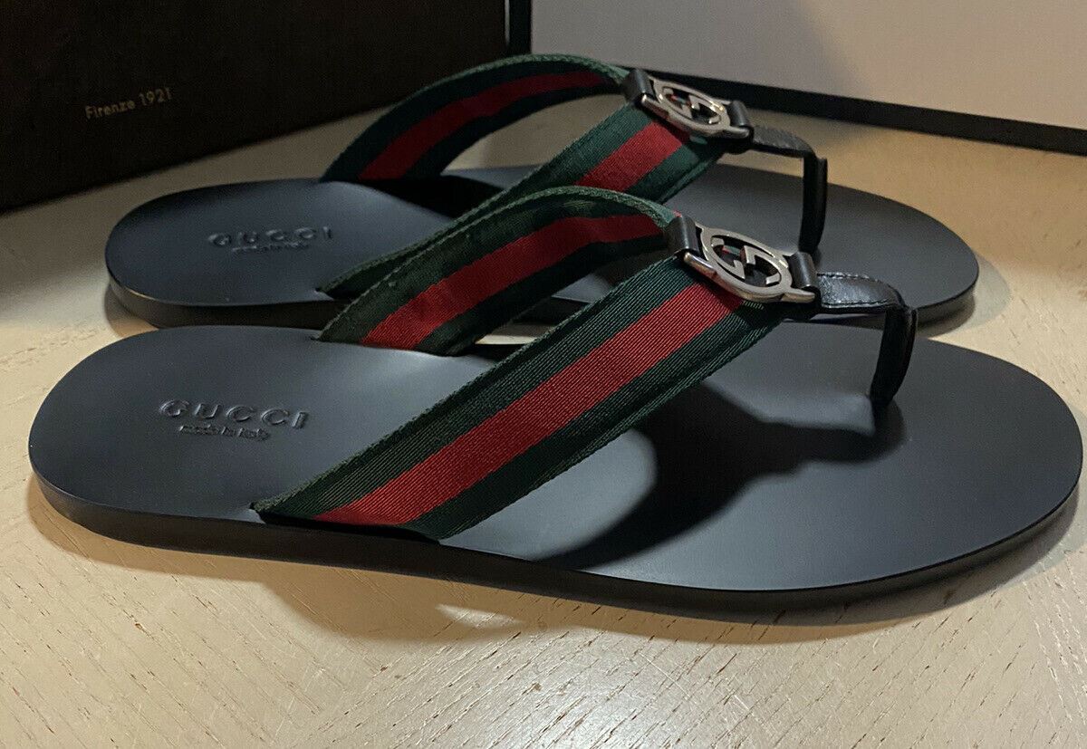 NIB Gucci Mens Sandal Shoes Green/Red/Black 8 US/7 UK