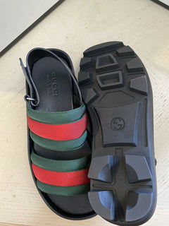 NIB Gucci Herren Sandalenschuhe Grün/Rot/Schwarz 8 US/7 UK Italien