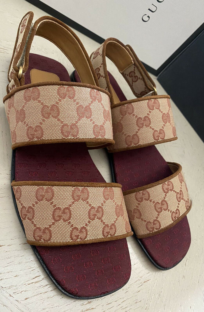 NIB Gucci Herren GG Monogram Sandale Schuhe Beige 9 US/8 UK Italien