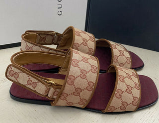 NIB Gucci Herren GG Monogram Sandale Schuhe Beige 9 US/8 UK Italien