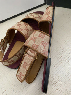 NIB Gucci Herren GG Monogram Sandale Schuhe Beige 9 US/8 UK Italien