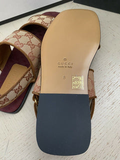 NIB Gucci Herren GG Monogram Sandale Schuhe Beige 9 US/8 UK Italien