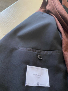 Neu mit Etikett: 1245 $ Boglioli Herren Sportmantel Jacke Blazer Burgund/Schwarz 42R US/53R Eu Ita