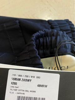 Neu mit Etikett: 1100 $ Gucci Military Cotton Herrenhose Navy 32 US (48 Eu) Italien