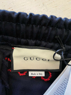 Neu mit Etikett: 1100 $ Gucci Military Cotton Herrenhose Navy 32 US (48 Eu) Italien