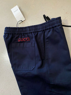 Neu mit Etikett: 1100 $ Gucci Military Cotton Herrenhose Navy 34 US (50 Eu) Italien