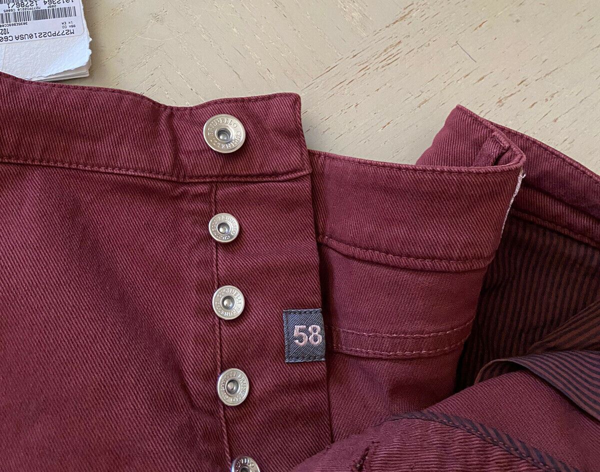 NWT Brunello Cucinelli Men’s Jeans Pants Burgundy 42 US ( 58 Eu ) Italy