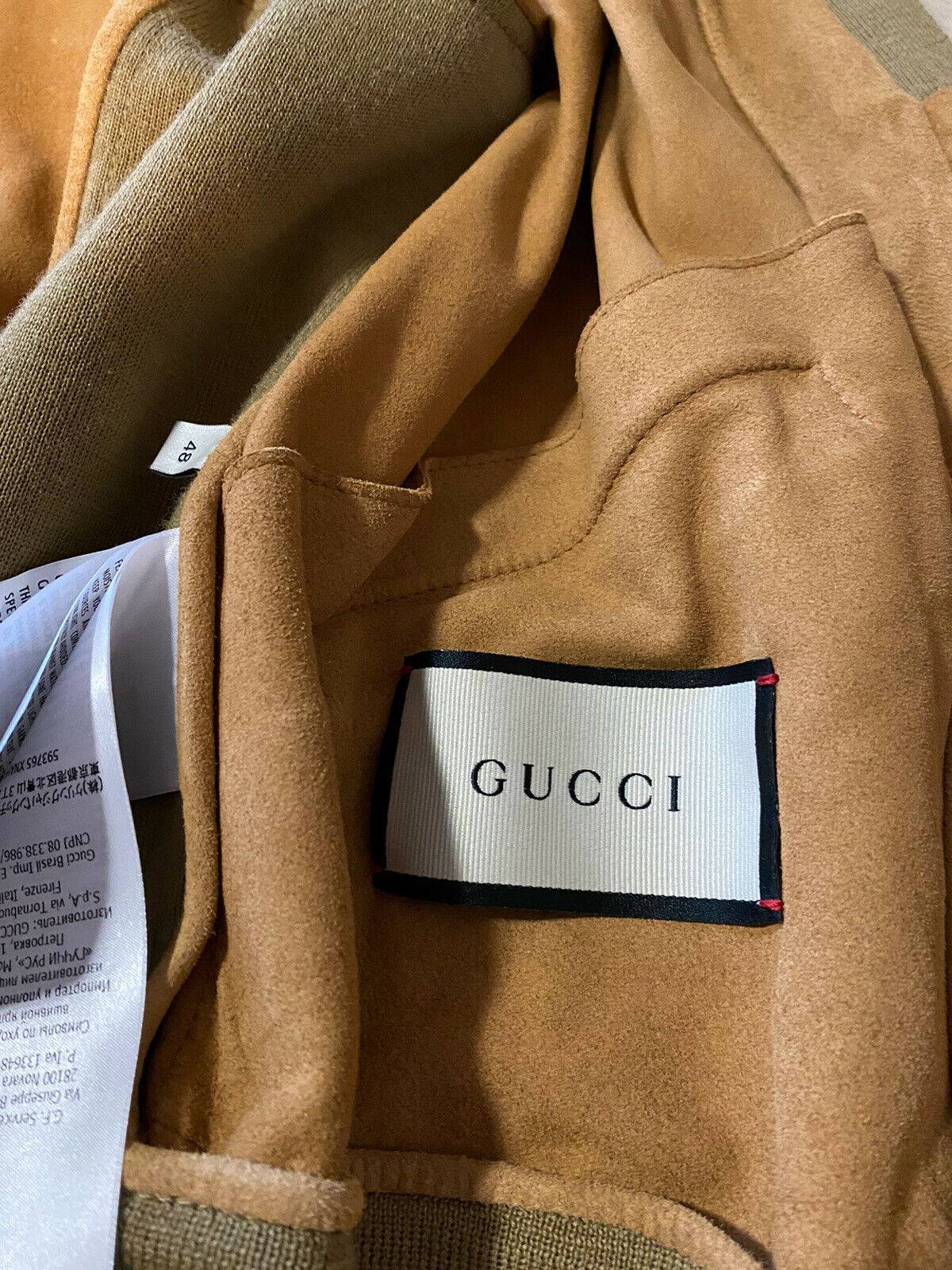 Neu mit Etikett: 2800 $ Gucci Herren-Cardigan aus Wildleder/Wolle Braun/Kaki M (48 EU) Italien