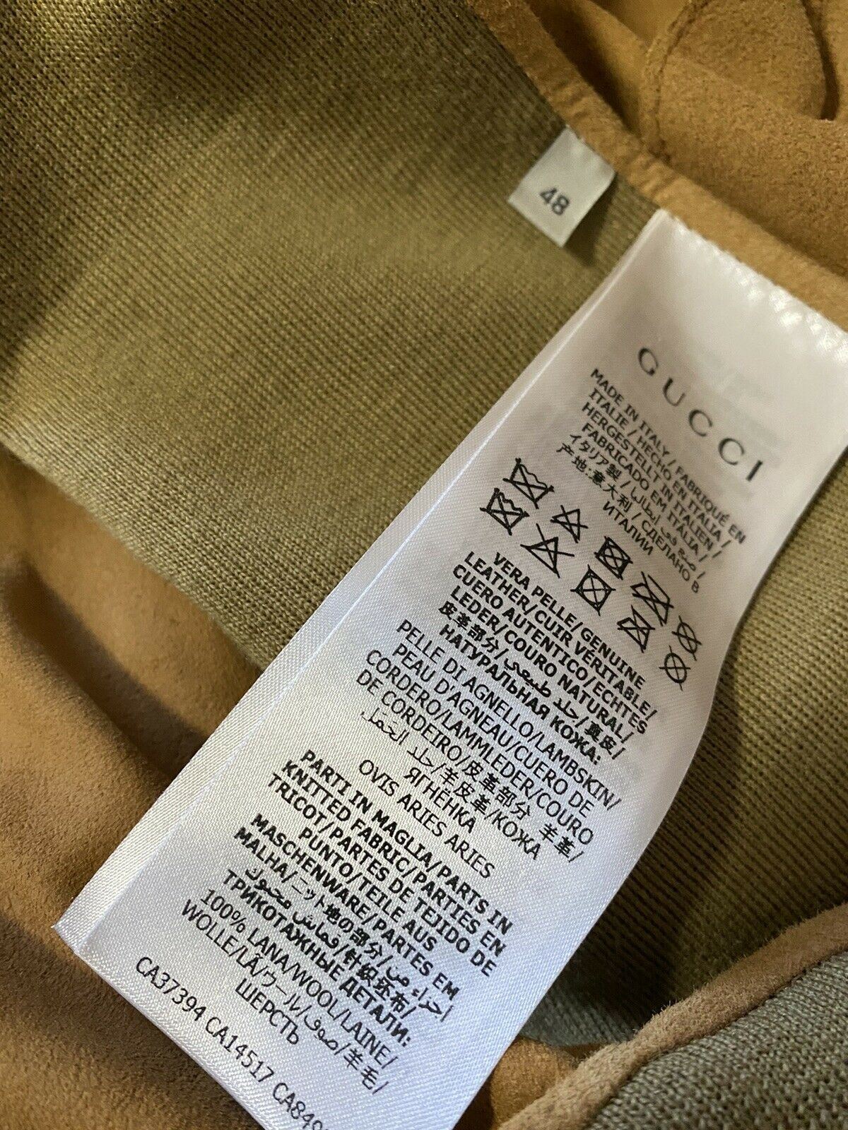 СЗТ $2800 Gucci Мужской замшево-шерстяной кардиган-свитер Коричневый/Каки M (48 EU) Италия