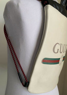 New Gucci GG Monogram Leather Backpack Bag  Tan/Black 523586 Italy
