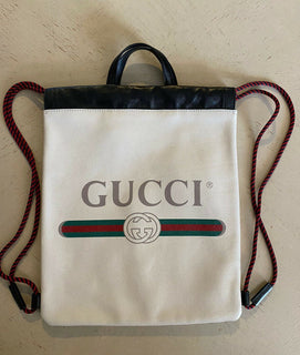 New Gucci GG Monogram Leather Backpack Bag  Tan/Black 523586 Italy