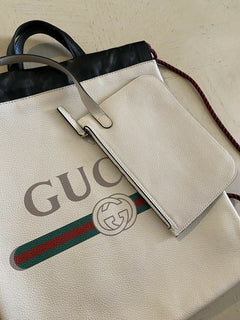 New Gucci GG Monogram Leather Backpack Bag  Tan/Black 523586 Italy