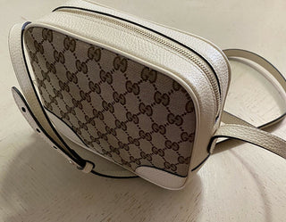 Neue Gucci GG Monogram Leder/Canvas Umhängetasche Braun/Creme 449413