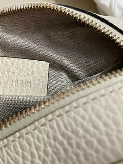 Neue Gucci GG Monogram Leder/Canvas Umhängetasche Braun/Creme 449413