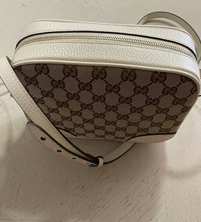 Neue Gucci GG Monogram Leder/Canvas Umhängetasche Braun/Creme 449413