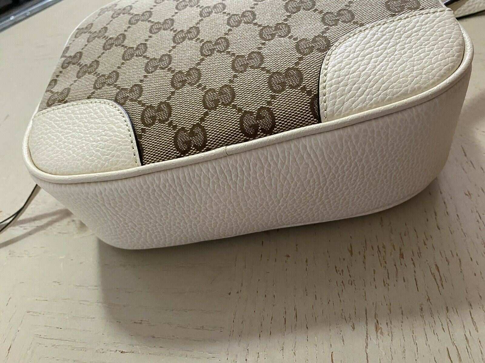 New Gucci GG Monogram Leather/Canvas Crossbody Shoulder Bag Brown/Cream 449413