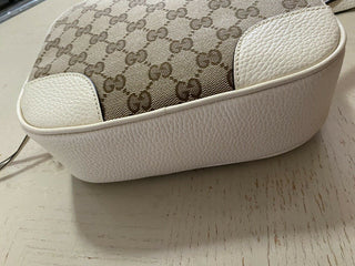 Neue Gucci GG Monogram Leder/Canvas Umhängetasche Braun/Creme 449413