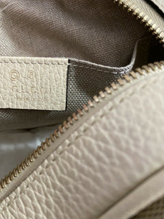 Neue Gucci GG Monogram Leder/Canvas Umhängetasche Braun/Creme 449413