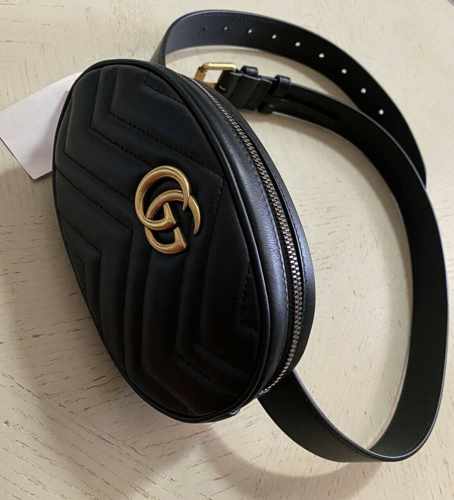 New Gucci GG Marmont Matelasse Leather Belt Bag Black 476434 Size 95/38