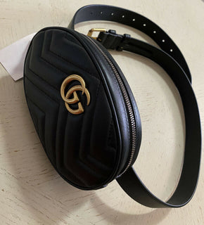 New Gucci GG Marmont Matelasse Leather Belt Bag Black 476434 Size 95/38
