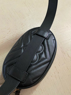 New Gucci GG Marmont Matelasse Leather Belt Bag Black 476434 Size 95/38
