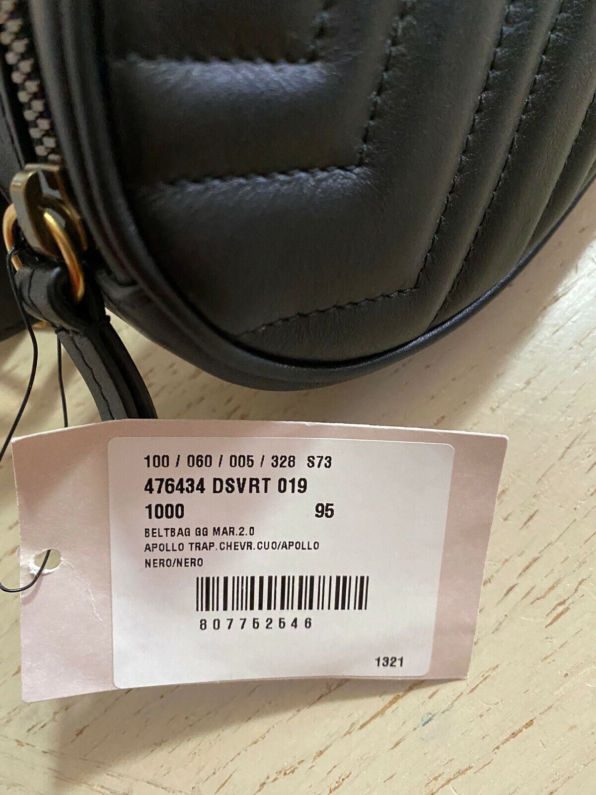 New Gucci GG Marmont Matelasse Leather Belt Bag Black 476434 Size 95/38