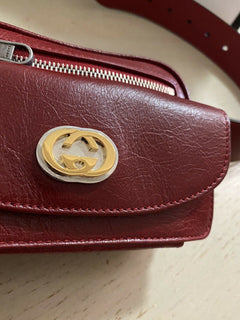 Новая кожаная поясная сумка Gucci GG Marmont Matelasse, красная 597676, размер 70/28, Италия