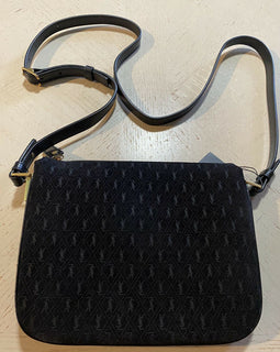 Neu $1850 Saint Laurent Leder/Wildleder YSL Umhängetasche Schwarz 585541