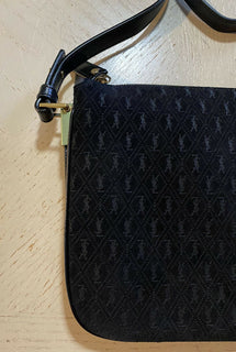 Neu $1850 Saint Laurent Leder/Wildleder YSL Umhängetasche Schwarz 585541