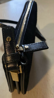 Neu $1850 Saint Laurent Leder/Wildleder YSL Umhängetasche Schwarz 585541