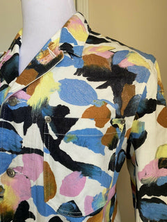 NWT $1750 Dior Floral Print Jeans Jacket Open White Size  M ( 48 Eu ) Japan