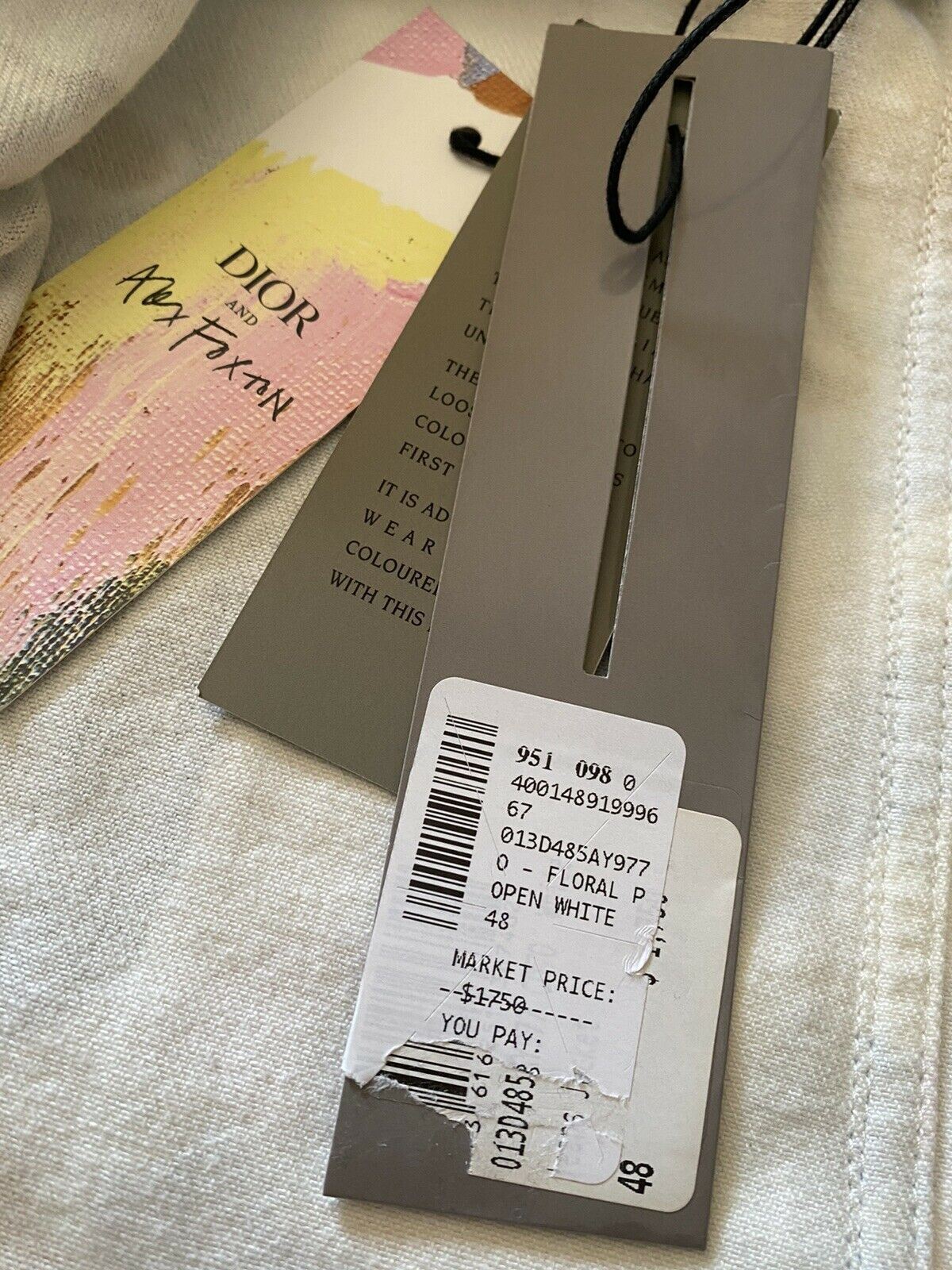 NWT $1750 Dior Floral Print Jeans Jacket Open White Size  M ( 48 Eu ) Japan
