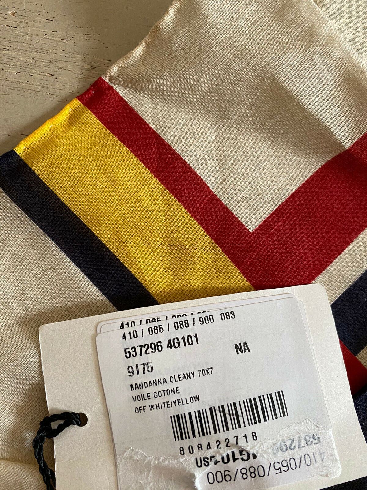 Новый женский шарф-бандана Gucci белого/желтого/красного цвета, Италия