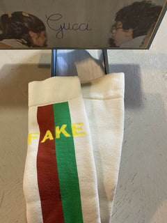 NWT Gucci NOT FAKE Socks With Stripe Red/ Green/Ivory Size M Italy