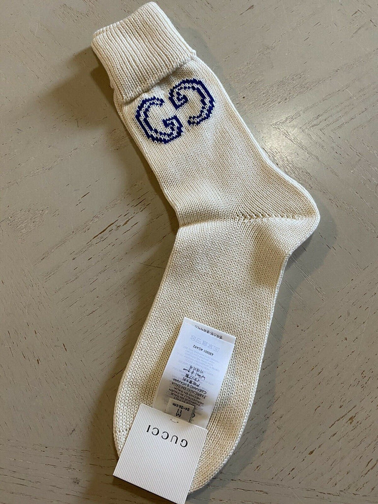 Мужские хлопковые носки NWT Gucci с монограммой GG, цвет слоновой кости, размер M, Италия