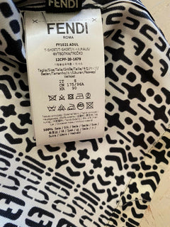 Neu $ 920 Fendi Herren FF Monogram übergroßes Kurzarm-T-Shirt S Weiß/Schwarz