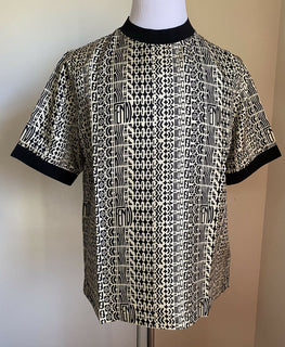 Neu $ 920 Fendi Herren FF Monogram übergroßes Kurzarm-T-Shirt S Weiß/Schwarz