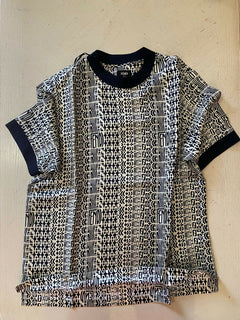 Neu $ 920 Fendi Herren FF Monogram übergroßes Kurzarm-T-Shirt S Weiß/Schwarz