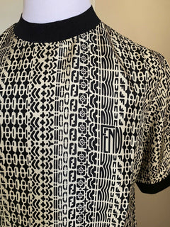 Neu $ 920 Fendi Herren FF Monogram übergroßes Kurzarm-T-Shirt S Weiß/Schwarz