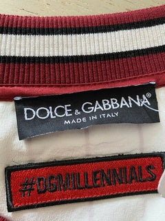 Neu $1195 Dolce&amp;Gabbana DG Monogram Pullover T-Shirt Rot/Während XL (54 Eu)