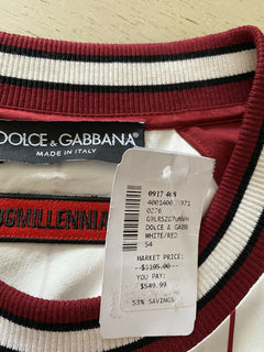 Neu $1195 Dolce&amp;Gabbana DG Monogram Pullover T-Shirt Rot/Während XL (54 Eu)